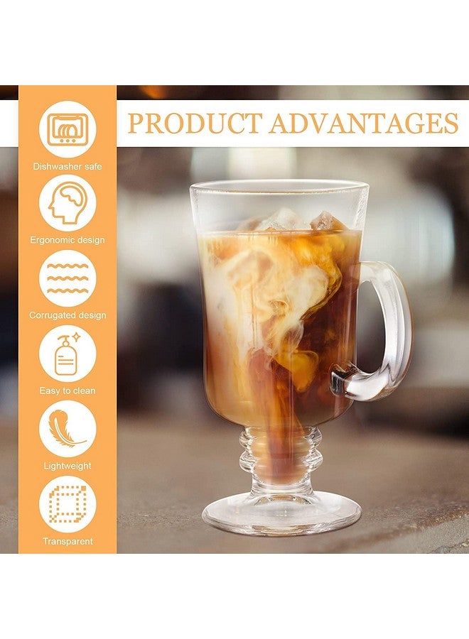 KELVEE أكواب قهوة زجاجية كيلفي الإيرلندية، أكواب لاتيه، مجموعة من 6 أكواب كابتشينو وشوكولاتة ساخنة مع مقبض، أكواب زجاجية شفافة للمشروبات الساخنة (300 مل) - Image 2