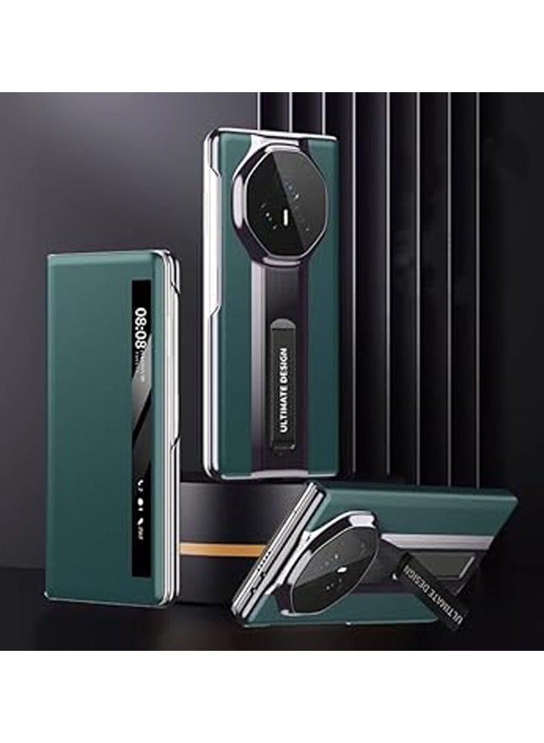 General Compatible with Honor Magic V3 Case with Stand, Smart View Genuine Leather Case Protection Flip Bracket Book Shockproof Case for Honor Magic V3  - Image 2