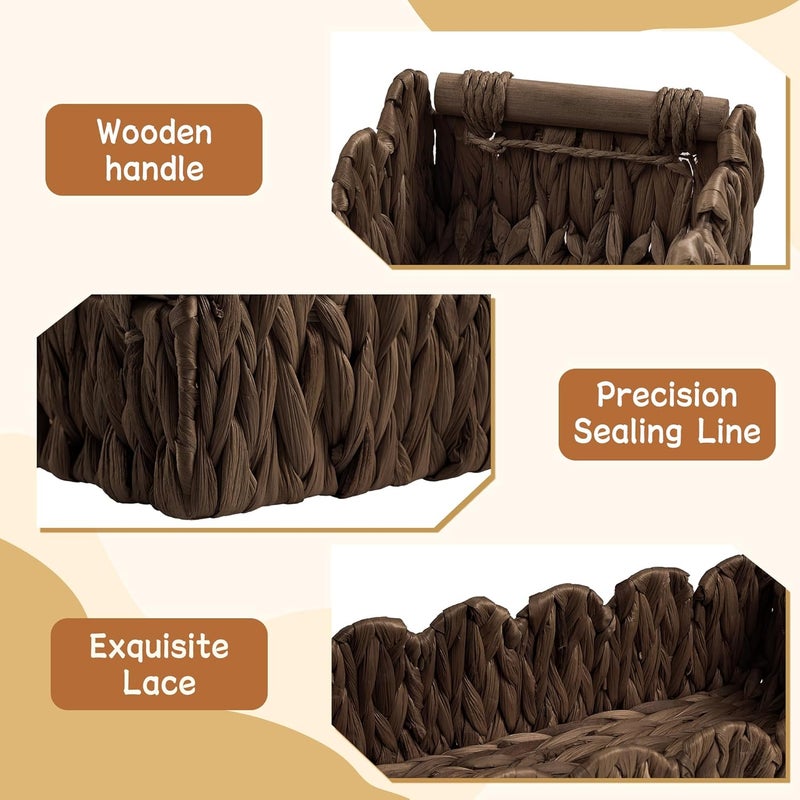 HOSROOME Toilet Paper Storage Basket Bathroom Counter Organizer Wicker Baskets for Organizing Cute Basket for Bedroom Nursery Room Kitchen Bathroom Decor -Dark Brown - Image 2