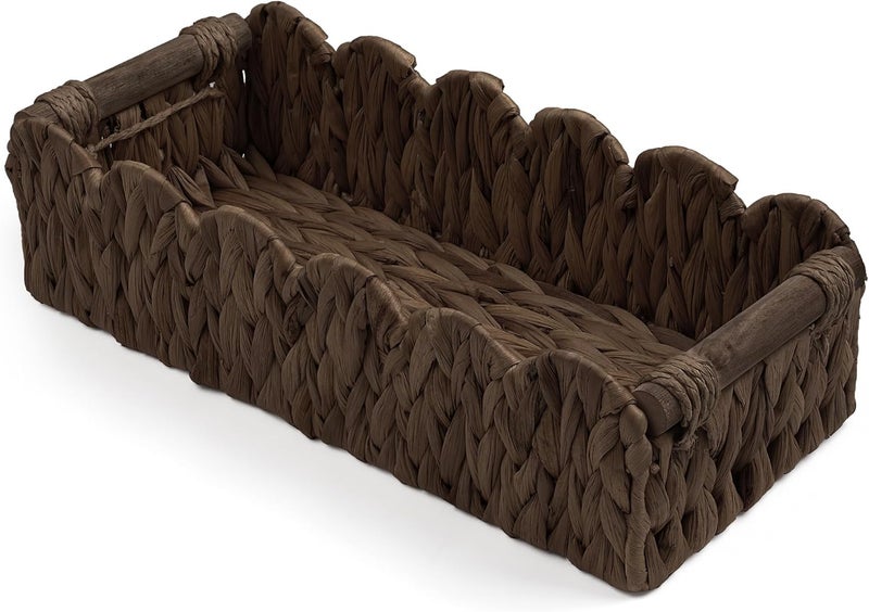 HOSROOME Toilet Paper Storage Basket Bathroom Counter Organizer Wicker Baskets for Organizing Cute Basket for Bedroom Nursery Room Kitchen Bathroom Decor -Dark Brown - Image 1