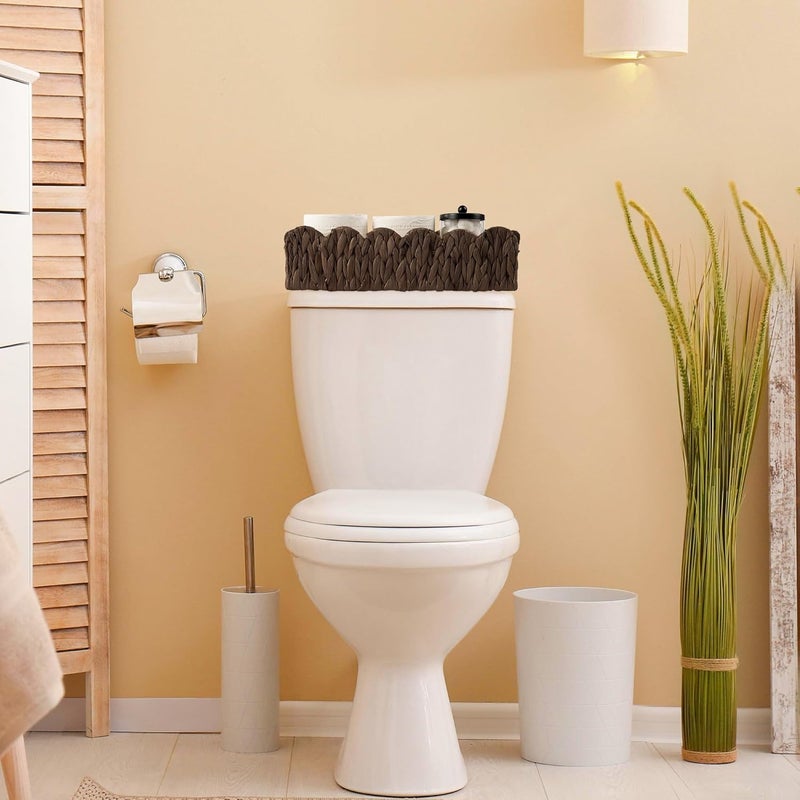 HOSROOME Toilet Paper Storage Basket Bathroom Counter Organizer Wicker Baskets for Organizing Cute Basket for Bedroom Nursery Room Kitchen Bathroom Decor -Dark Brown - Image 3