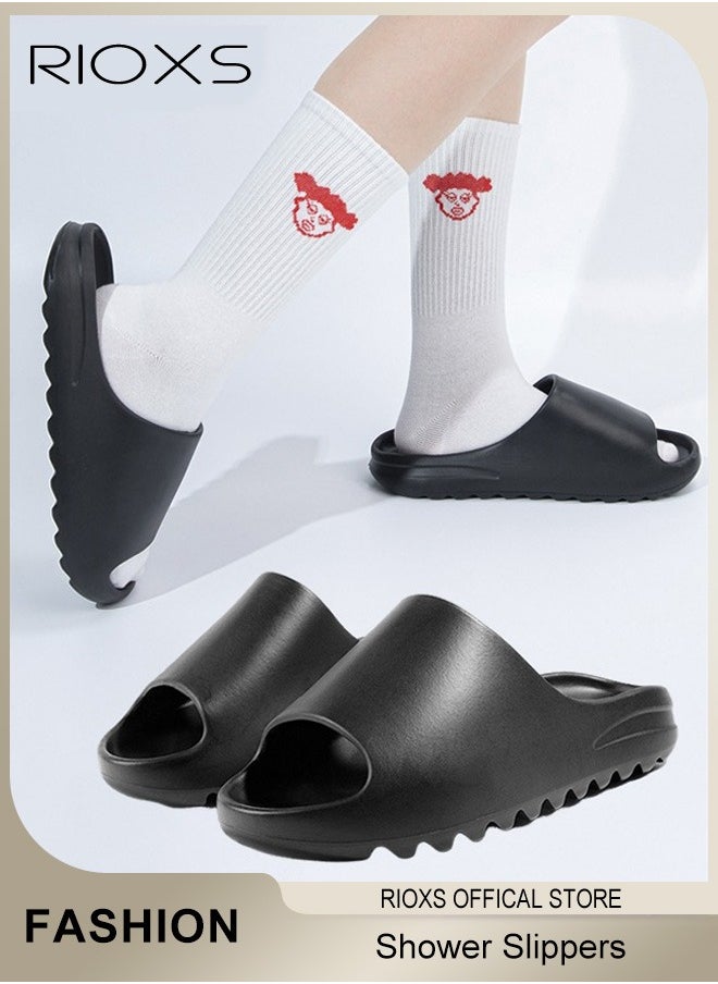 RIOXS - Bath Slippers,Cloud Slides Slippers For Women And Men,Comfy Pillow Slippers,Unisex Soft EVA Open Toe Shoes,Drying Lightweight Shower Shoes,Soft Shower Slippers For Bathroom Pool Beach Indoor And Outdoor - Image 1