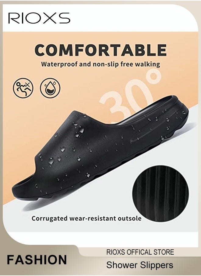 RIOXS - Bath Slippers,Cloud Slides Slippers For Women And Men,Comfy Pillow Slippers,Unisex Soft EVA Open Toe Shoes,Drying Lightweight Shower Shoes,Soft Shower Slippers For Bathroom Pool Beach Indoor And Outdoor - Image 1