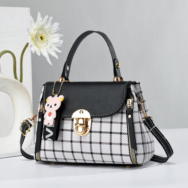 Xiaoyu Small Purses and Handbags for Women Fashion Crossbody Bag Lightweight Shoulder Bag Plaid Pattern Satchel (Black) - Image 3