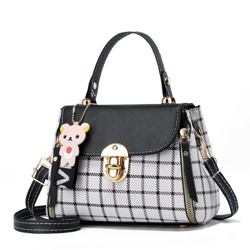 Xiaoyu Small Purses and Handbags for Women Fashion Crossbody Bag Lightweight Shoulder Bag Plaid Pattern Satchel (Black) - Image 1