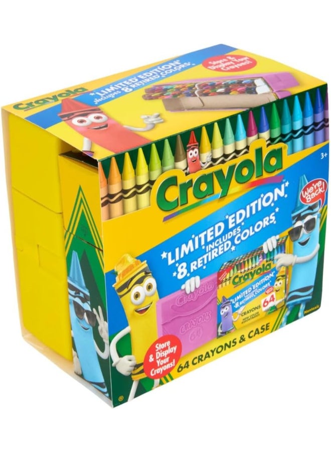 Crayola 64 قلم تلوين، بألوان إصدار محدود وحافظة بلاستيكية، مجموعة تلوين، هدية للأطفال من عمر 3 سنوات وما فوق (متنوعة) - Image 2