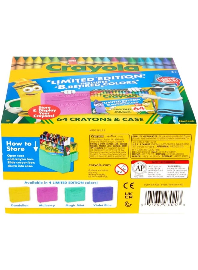 Crayola 64 قلم تلوين، بألوان إصدار محدود وحافظة بلاستيكية، مجموعة تلوين، هدية للأطفال من عمر 3 سنوات وما فوق (متنوعة) - Image 3