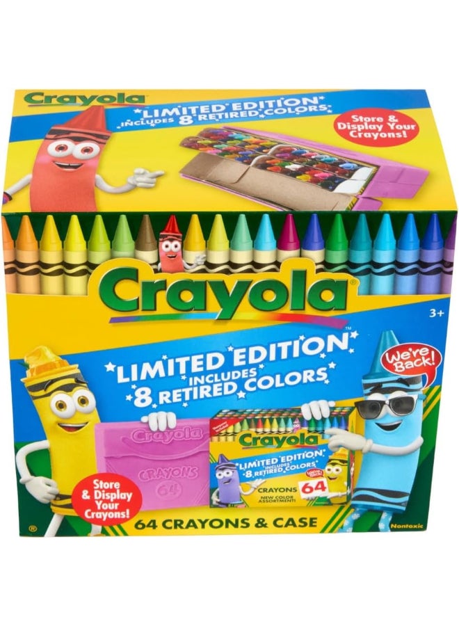 Crayola 64 قلم تلوين، بألوان إصدار محدود وحافظة بلاستيكية، مجموعة تلوين، هدية للأطفال من عمر 3 سنوات وما فوق (متنوعة) - Image 4