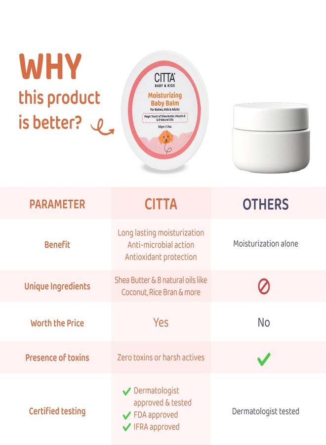 CITTA Baby Face & Body Balm – 50g | With Shea Butter, Vitamin E & 8 Natural Oils | For Dry & Sensitive Skin | Gentle Moisturizer for Babies, Kids & Adults | Non-Greasy, Non-Sticky Formula - Image 4