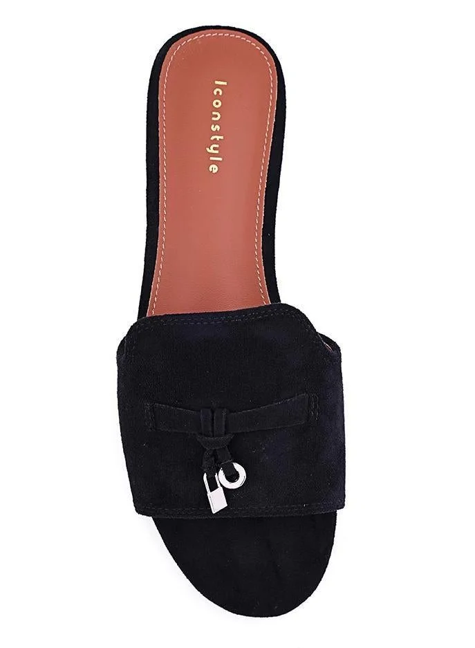 IconStyle Croc-Embossed Flat Mules