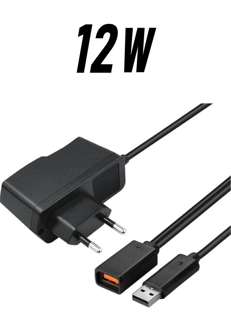 erorex - Black AC 100V-240V Power Supply EU Plug Adapter USB Charging Charger compatible with Xbox 360 Kinect Sensor - Image 1