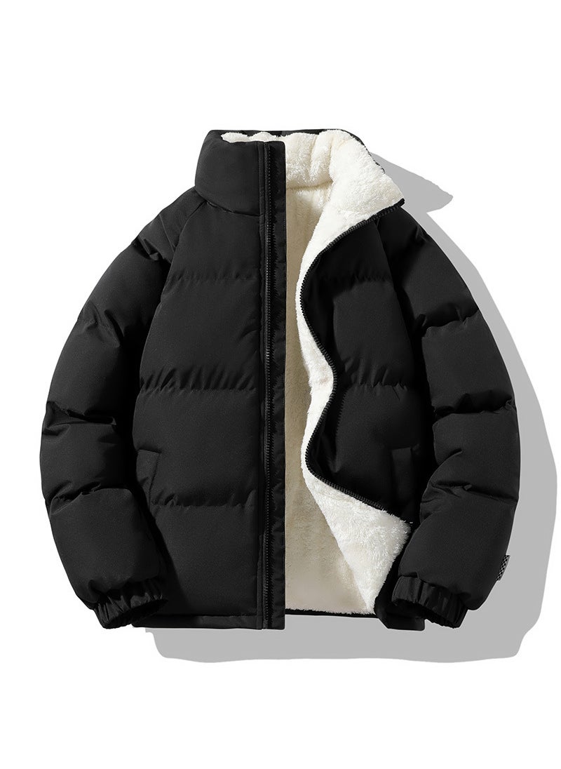 Generic - 1 x 5 pcs Autumn Winter New Style Korean Loose Fit Thickened Sheep Cotton Padded Coat Womens Cropped Stand Collar Puffer Jacket Trendy Wh Brown - Image 1