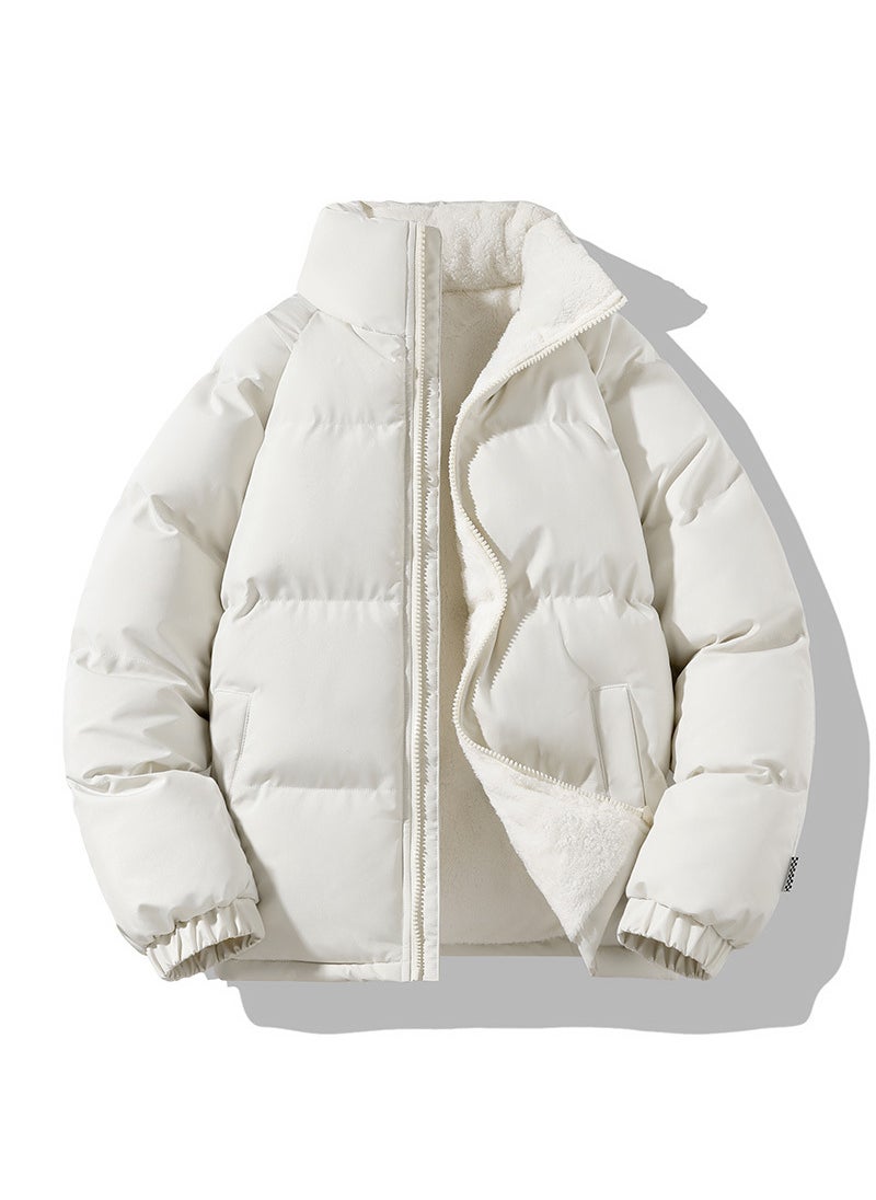 Generic - 1 x 5 pcs Autumn Winter New Style Korean Loose Fit Thickened Sheep Cotton Padded Coat Womens Cropped Stand Collar Puffer Jacket Trendy Wh Brown - Image 1