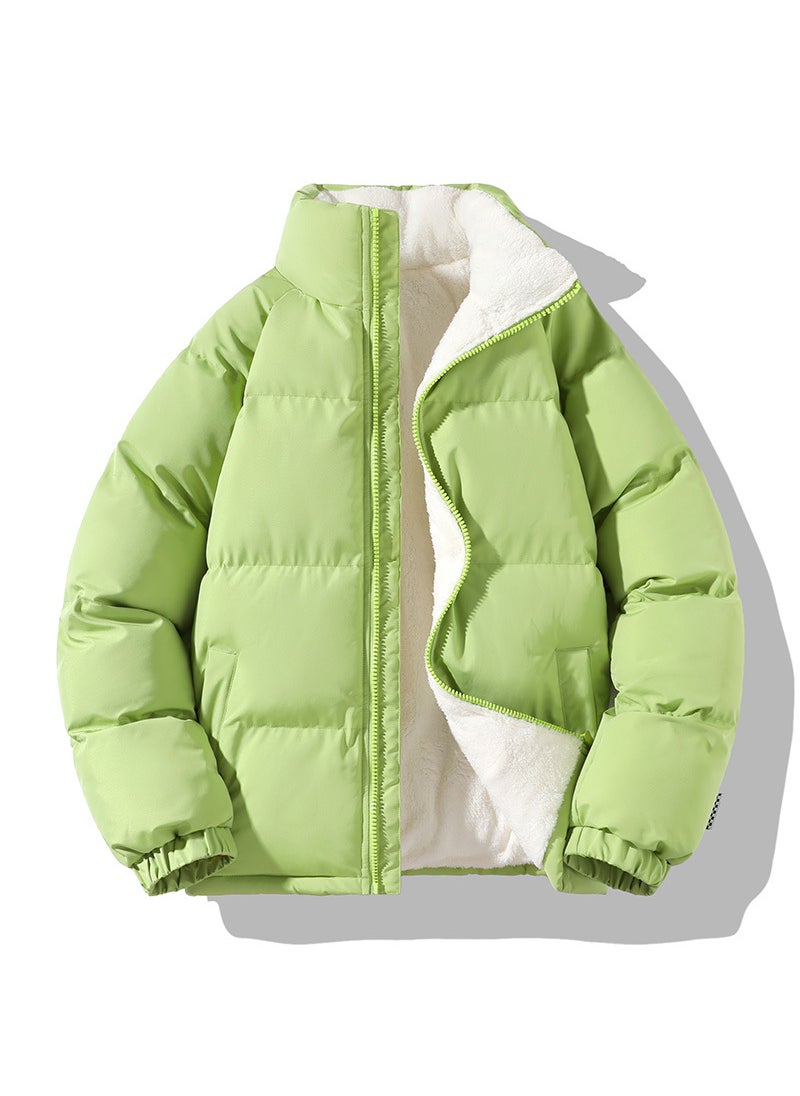 Generic - 1 x 5 pcs Autumn Winter New Style Korean Loose Fit Thickened Sheep Cotton Padded Coat Womens Cropped Stand Collar Puffer Jacket Trendy Wh Brown - Image 1