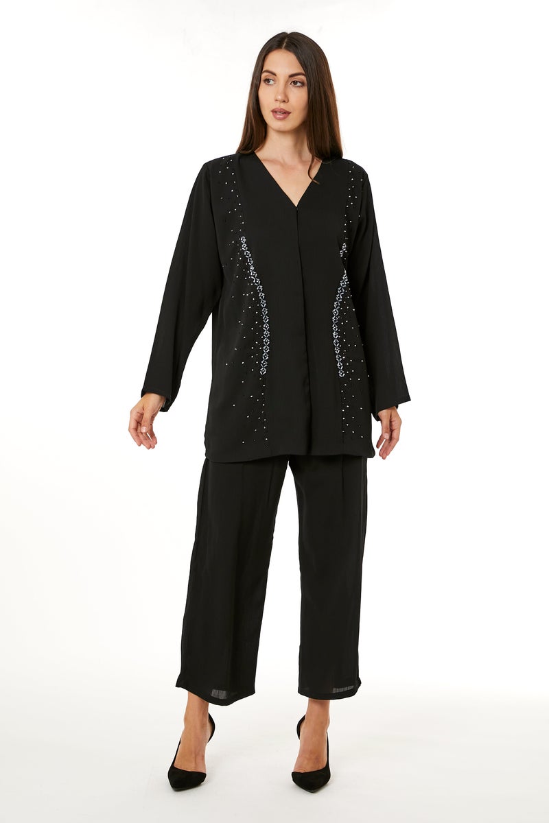 Moistreet V-Neck Top & Pant Set - Image 1