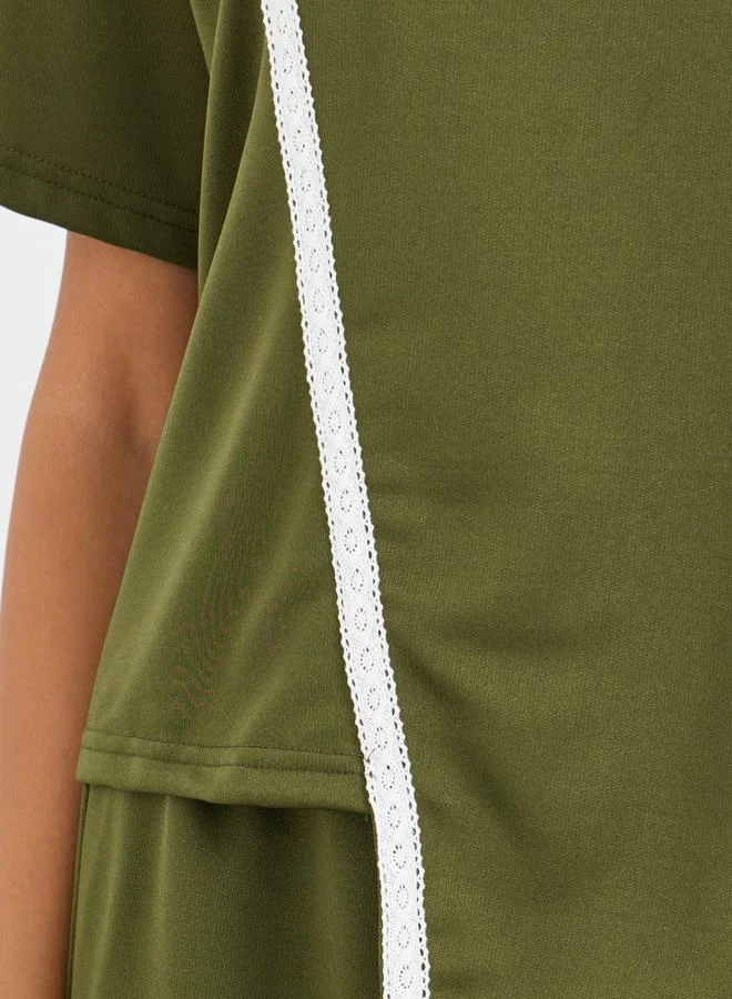 Take Two Take Two Lace Trim Round Neck Top and Pants Co-Ords