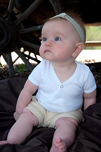 L'ovedbaby Unisex-Baby Newborn Organic Short-Sleeve Kimono Bodysuit, White, 3/6 Months - Image 2