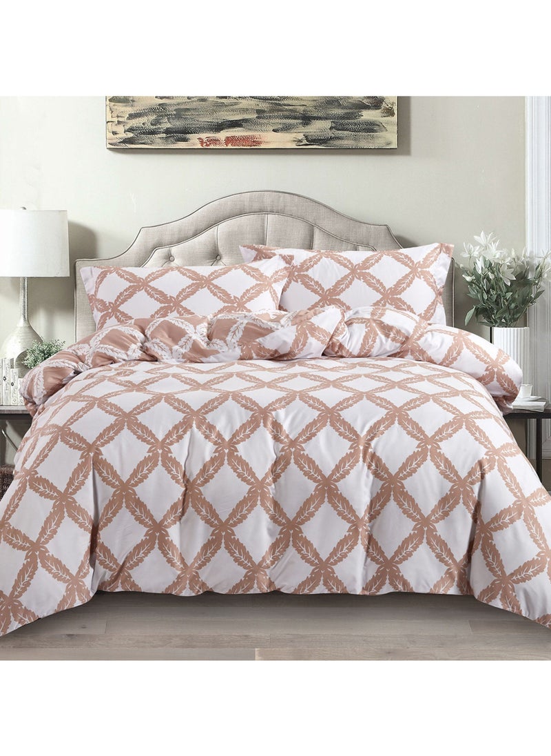 Donetella 3-Piece Duvet Cover Set Without Filler Microfiber Beige/Ivory King  - Image 1