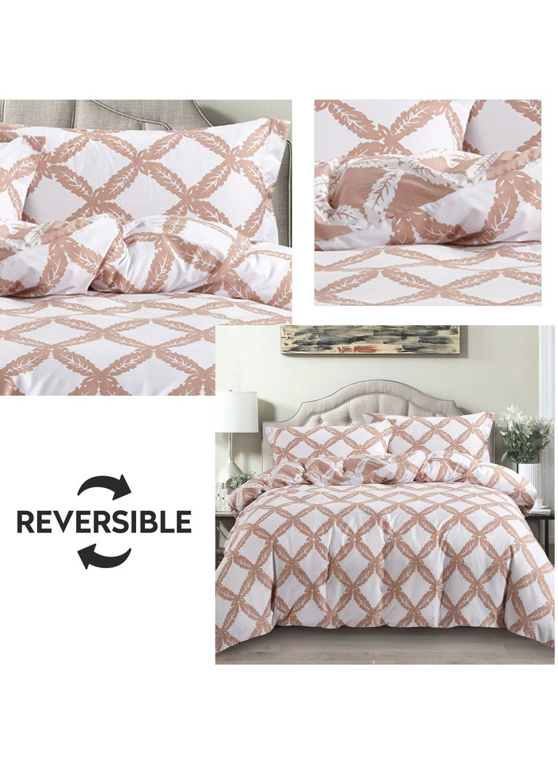 Donetella 3-Piece Duvet Cover Set Without Filler Microfiber Beige/Ivory King  - Image 2
