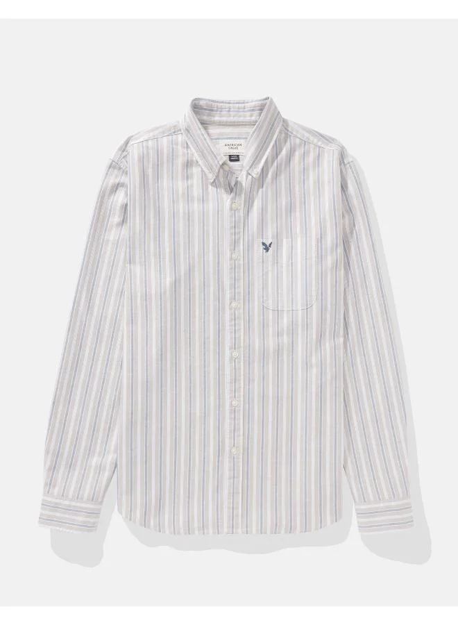 American Eagle AE Everyday Striped Oxford Button-Up Shirt