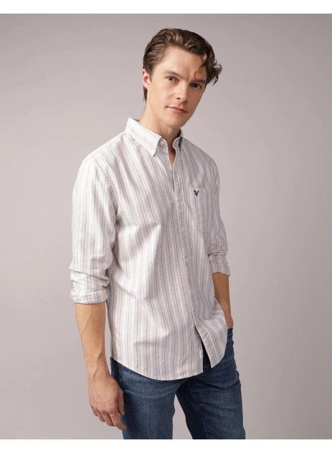 American Eagle AE Everyday Striped Oxford Button-Up Shirt