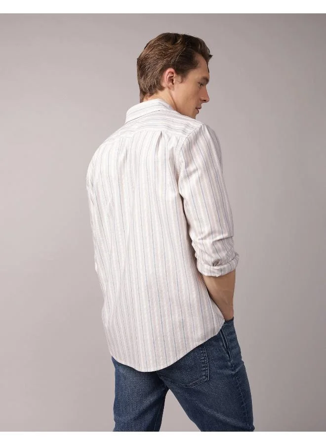 American Eagle AE Everyday Striped Oxford Button-Up Shirt