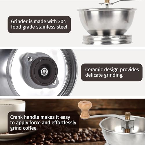diatomiteco Mason Jar Coffee Grinder, Manual Coffee Grinder Lid Attachment for Regular Mouth Mason Jars, Stainless Steel Mason Jar Lid and Ceramic Burr, Ideal for Camping & Home Barista - Image 2