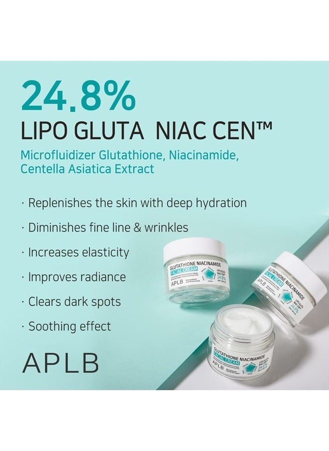 APLB - Glutathione Niacinamide Facial Cream | LIPO GLUTA NIAC CEN™ 24.8% 1.86 FL.OZ/Korean Skincare, Deep hydration, Niacinamide, Improve skin elasticity, Improve skin texture - Image 1