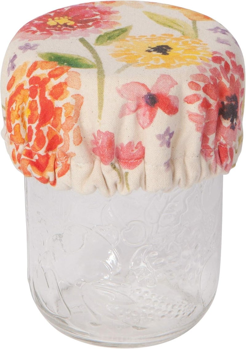 Now Designs Now Designs Cottage Floral Save It Reusable Cotton Mini Bowl and Jar Covers 35 inches 45 inches and 65 inches Set of 3 - Image 4