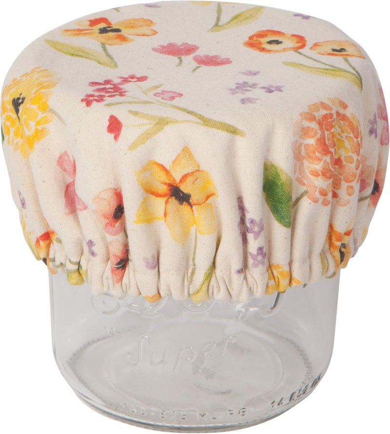 Now Designs Now Designs Cottage Floral Save It Reusable Cotton Mini Bowl and Jar Covers 35 inches 45 inches and 65 inches Set of 3 - Image 3