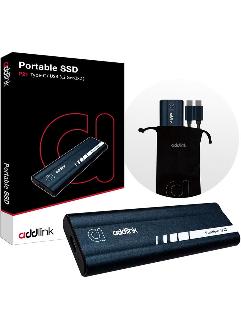 Addlink P21 1TB 2000-1950MB/s USB 3.2 Gen2 Type-C Portable SSD AD1TBP21B2K 1 TB - Image 1