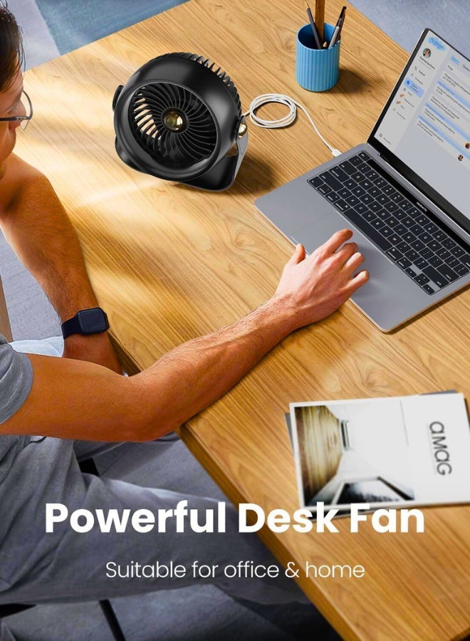 Chase Up Desk Fan, 6 Inch Quiet Air Circulator Fan, 4 Speeds with Strong Airflow, 270° Rotate Portable Fan For Bedroom Home Office Desktop Travel - Image 2