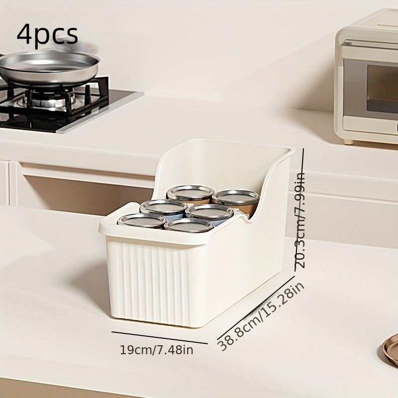 4 storage boxes, open storage boxes, kitchen cabinet storage boxes, storage racks with pulleys for kitchenware LIDS, storage baskets for miscellaneous items, and cabinet storage boxes - Image 1