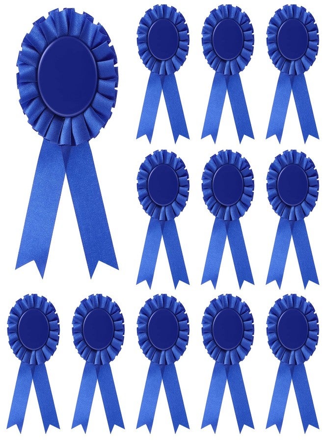 Hanaive 12 Pieces Blank Award Ribbon Prize 1st Place Rosette Medal Winner Victory Recognition Participation Ribbon for Competition Sport Event School Contest(Blue) - Image 1