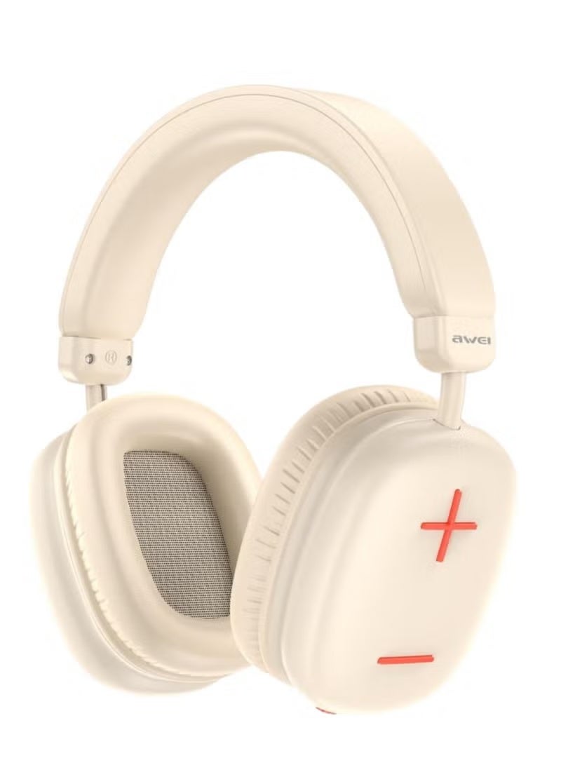 Awei AT9 True Wireless Headphone - Stereo Sound With HD Microphone. Lightweight Foldable Body - Off White - Image 1