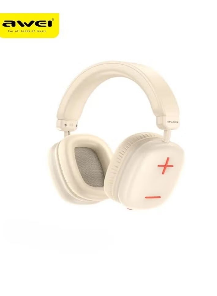 Awei AT9 True Wireless Headphone - Stereo Sound With HD Microphone. Lightweight Foldable Body - Off White - Image 2