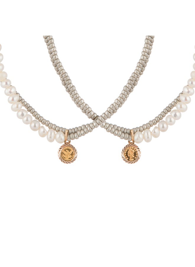 Minza ” Victoria ” Pure 18K Gold, Pearl Stone, Handmade Necklace for Women, Beaded Necklace, 0.500 grams of Gold, Jewelry for Casual & Special Occasion - Image 5
