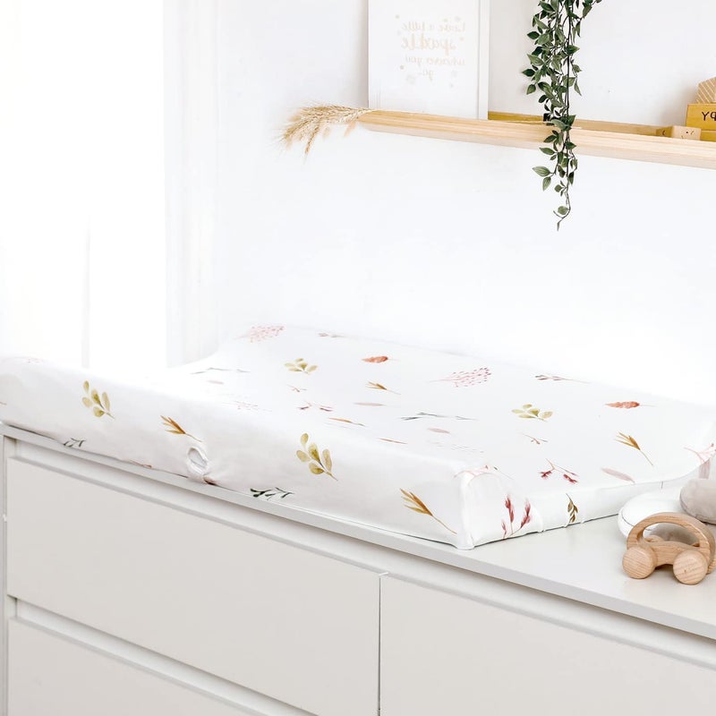 GRSSDER Stretch Ultra Soft Jersey Knit Changing Pad Cover Set 2 Pack, Change Table Pad Covers Fit 32"/34" x 16" Pads Safe and Snug, Pretty Watercolor Rose Flora for Baby Girls, Orange Pink - Image 2
