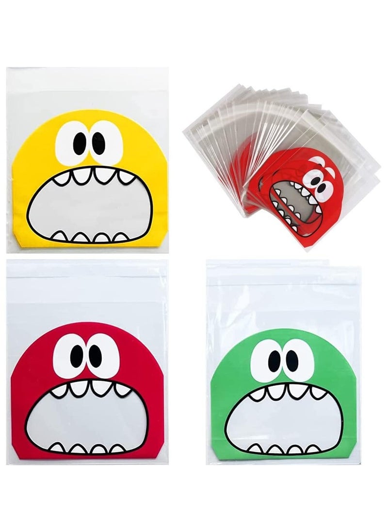 sokany 300 PCS Resealable Cute Cookie Bags, 10 x 10 cm Self Adhesive Treat Bags, Flat Cellophane Goody Bags for Kids Party, Favor Candies and Desserts (Multicolors)  - Image 3