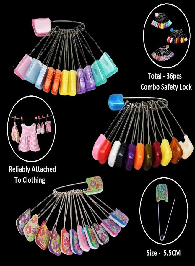 VAMA Fashions Double Lock Safety Pin Baby Nappy Clothes Dresses Safety Saree Pleats pins for Women & Girls - Image 2