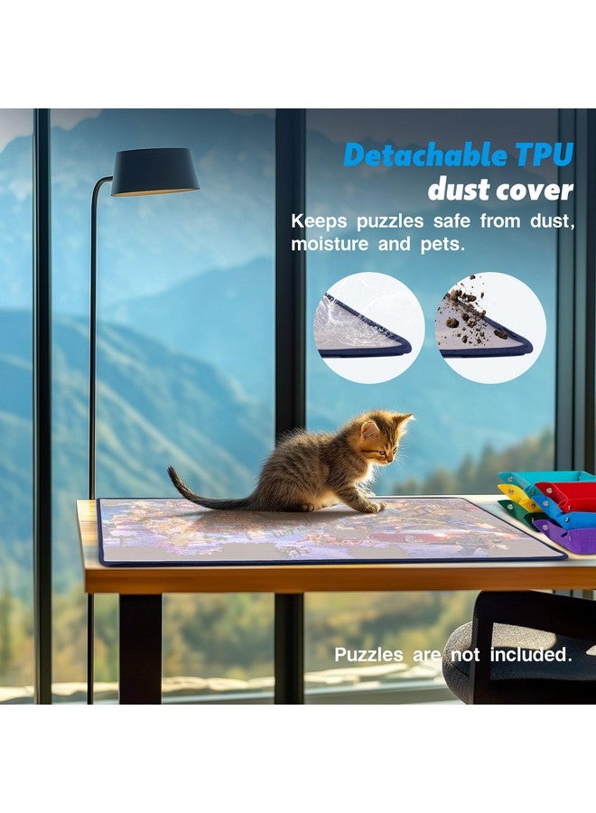 Tektalk Tektalk Foldable Jigsaw Puzzle Board with 6 Color Sorting Trays, Portable Puzzle Mat with Puzzle Dustproof Cover for Puzzle Storage Puzzle Saver, Non-Slip Surface, Up to 1000 Pieces - Gray - Image 4
