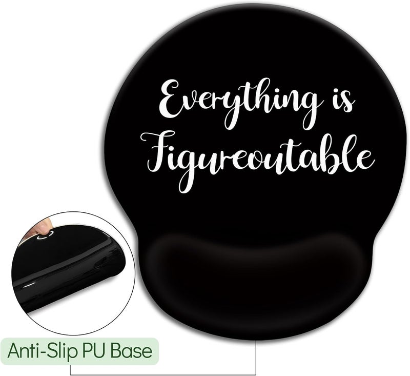 LIMKRIAN Black Ergonomic Mouse Pad with Wrist Rest, Gaming Mousepad Wrist Support with Non-Slip Pain Relief PU Base, Cute Computer Mouse Pads for Desk, Inspirational Office Desk Accessories Decor - Image 5