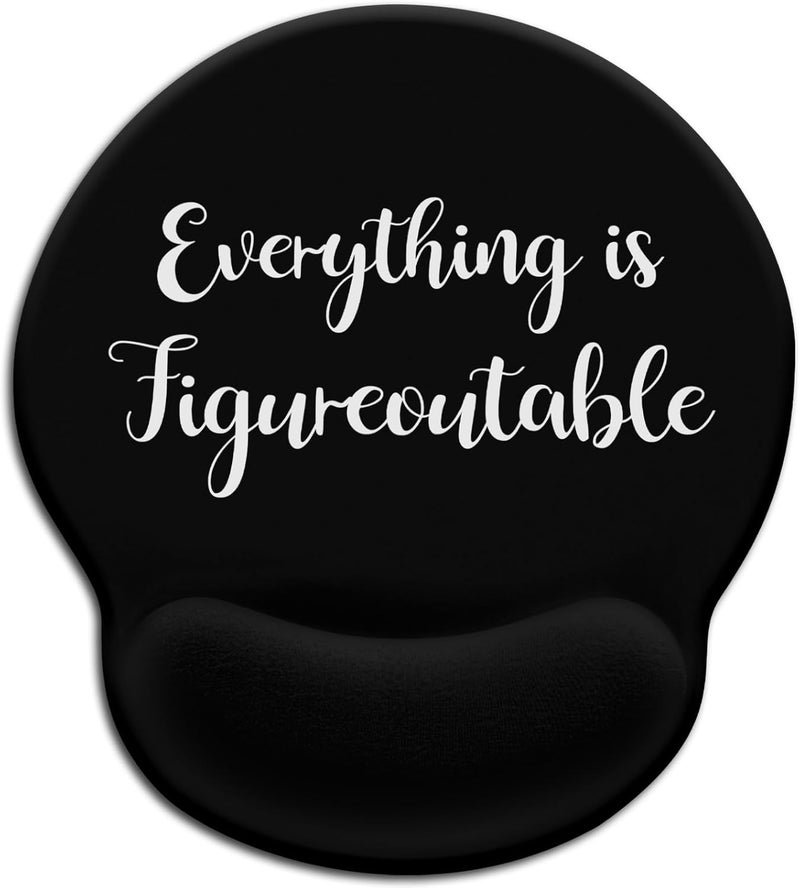 LIMKRIAN Black Ergonomic Mouse Pad with Wrist Rest, Gaming Mousepad Wrist Support with Non-Slip Pain Relief PU Base, Cute Computer Mouse Pads for Desk, Inspirational Office Desk Accessories Decor - Image 1