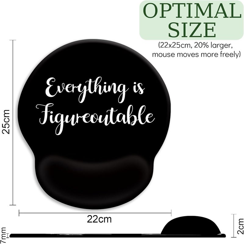 LIMKRIAN Black Ergonomic Mouse Pad with Wrist Rest, Gaming Mousepad Wrist Support with Non-Slip Pain Relief PU Base, Cute Computer Mouse Pads for Desk, Inspirational Office Desk Accessories Decor - Image 4