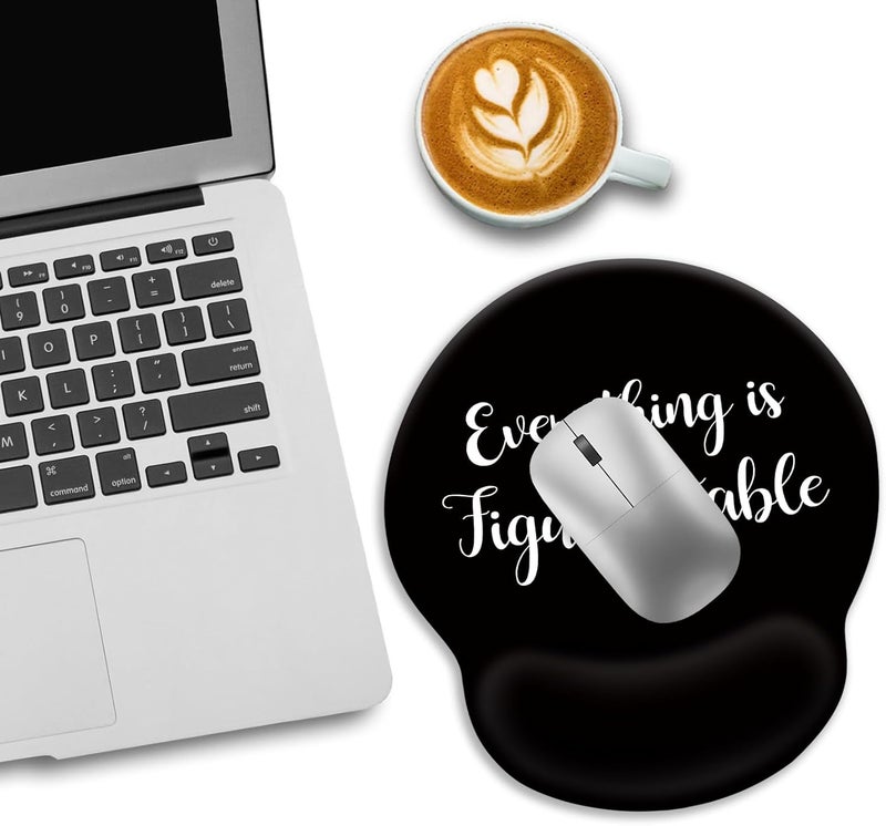 LIMKRIAN Black Ergonomic Mouse Pad with Wrist Rest, Gaming Mousepad Wrist Support with Non-Slip Pain Relief PU Base, Cute Computer Mouse Pads for Desk, Inspirational Office Desk Accessories Decor - Image 3