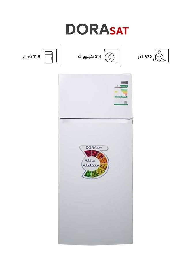 Dora Sat Double Door Refrigerator - 11.8 Feet - 332 Liters - No Frost - White - DS330NF - Image 1