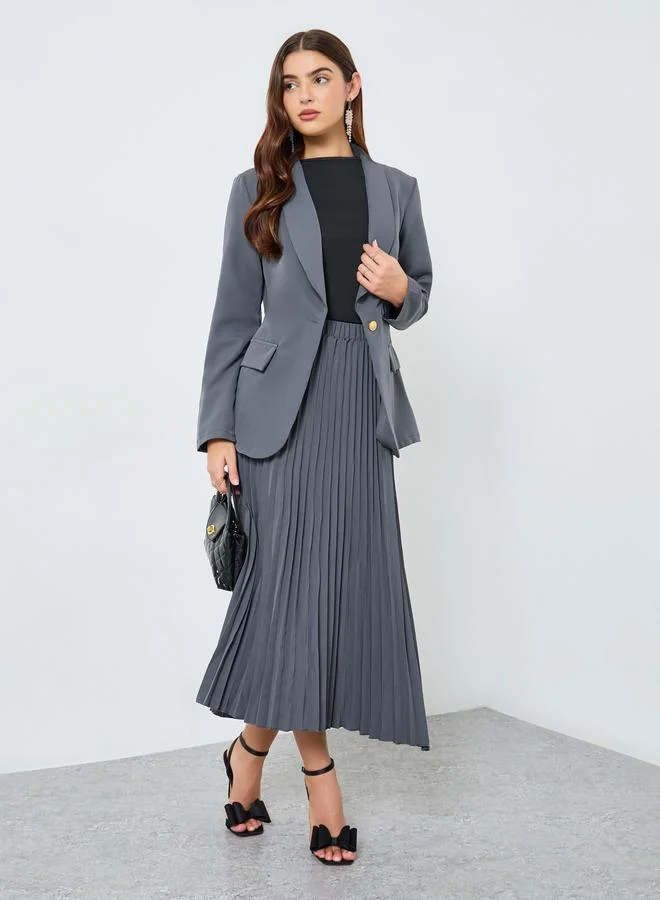 Take Two Grey Blazer and Pleated Skirt Co-ords