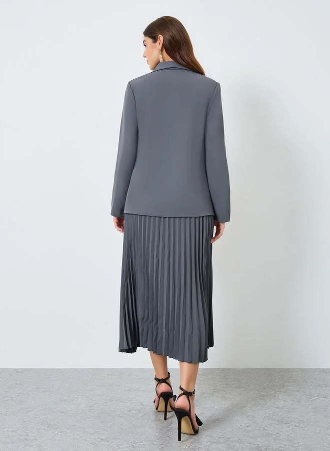 Take Two Grey Blazer and Pleated Skirt Co-ords