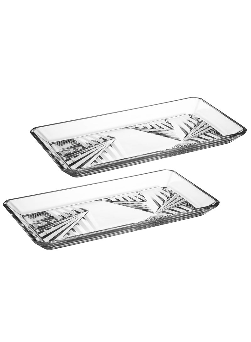 باساباش طقم 2 صحن للتقديم من الزجاج الصافي من الصناعة التركية - Image 1