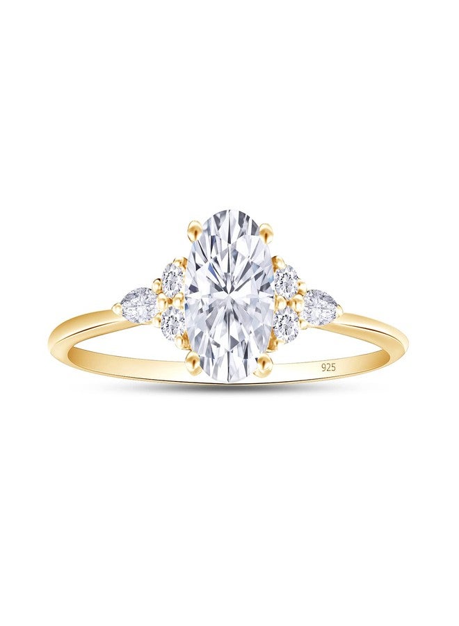 SAVEARTH DIAMONDS خاتم خطوبة سوليتير من الماس المويسانايت المصنّع مخبرياً من SAVEARTH DIAMONDS، مرصع بحجر مركزي من الماس المويسانايت عيار 9/10 قيراط، بأشكال بيضاوية وماركيز ودائرية، مقاس 7×5 مم، مصنوع من الذهب الأصفر عيار 14 قيراطاً فوق الفضة الإسترليني (نقاء VVS1، وزن إجمالي 0.90 قيراط) - 5.5 - Image 1